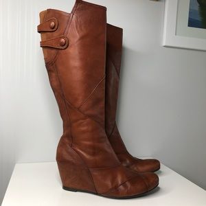 Miz Mooz Cognac ‘West’ Tall Wedge Boots Size 7.5